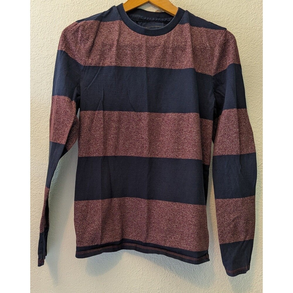 Prince & Fox Mens Size S Small Striped Red Long Sleeve Shirt T-Shirt (305m)